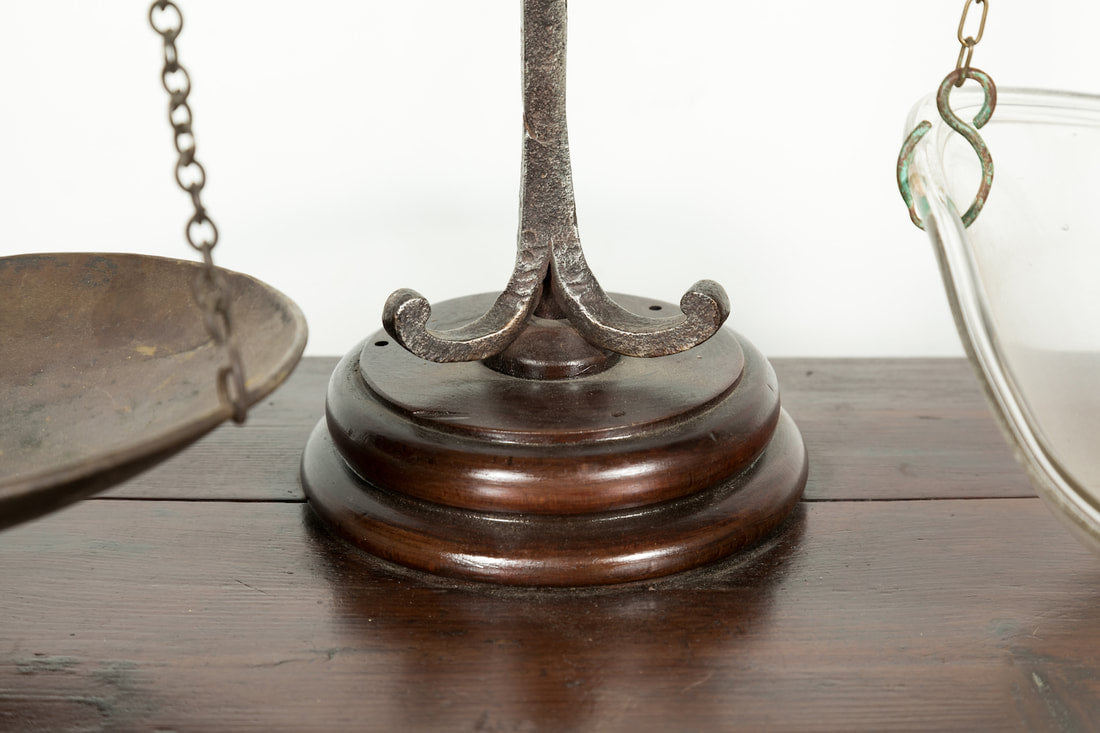 Rare 19th Century French Salt Scale with Walnut Base 
