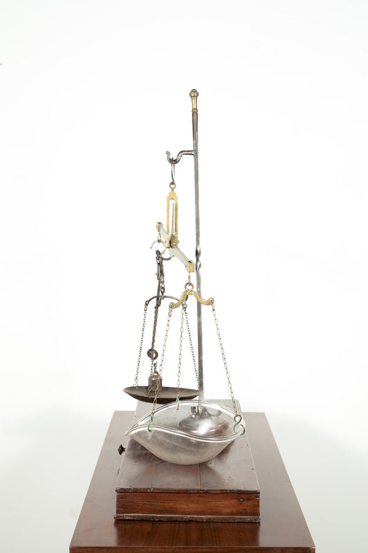 Rare 19th Century French Salt Scale with Walnut Base 