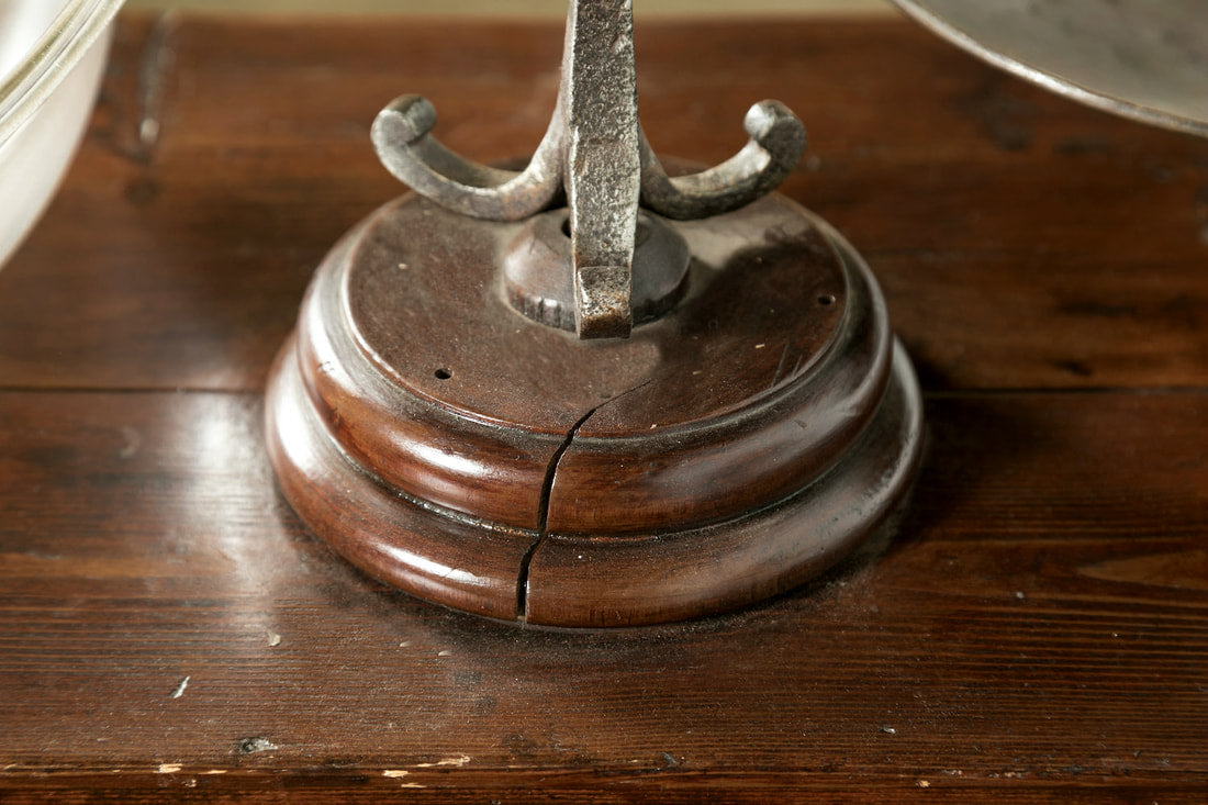 Rare 19th Century French Salt Scale with Walnut Base 