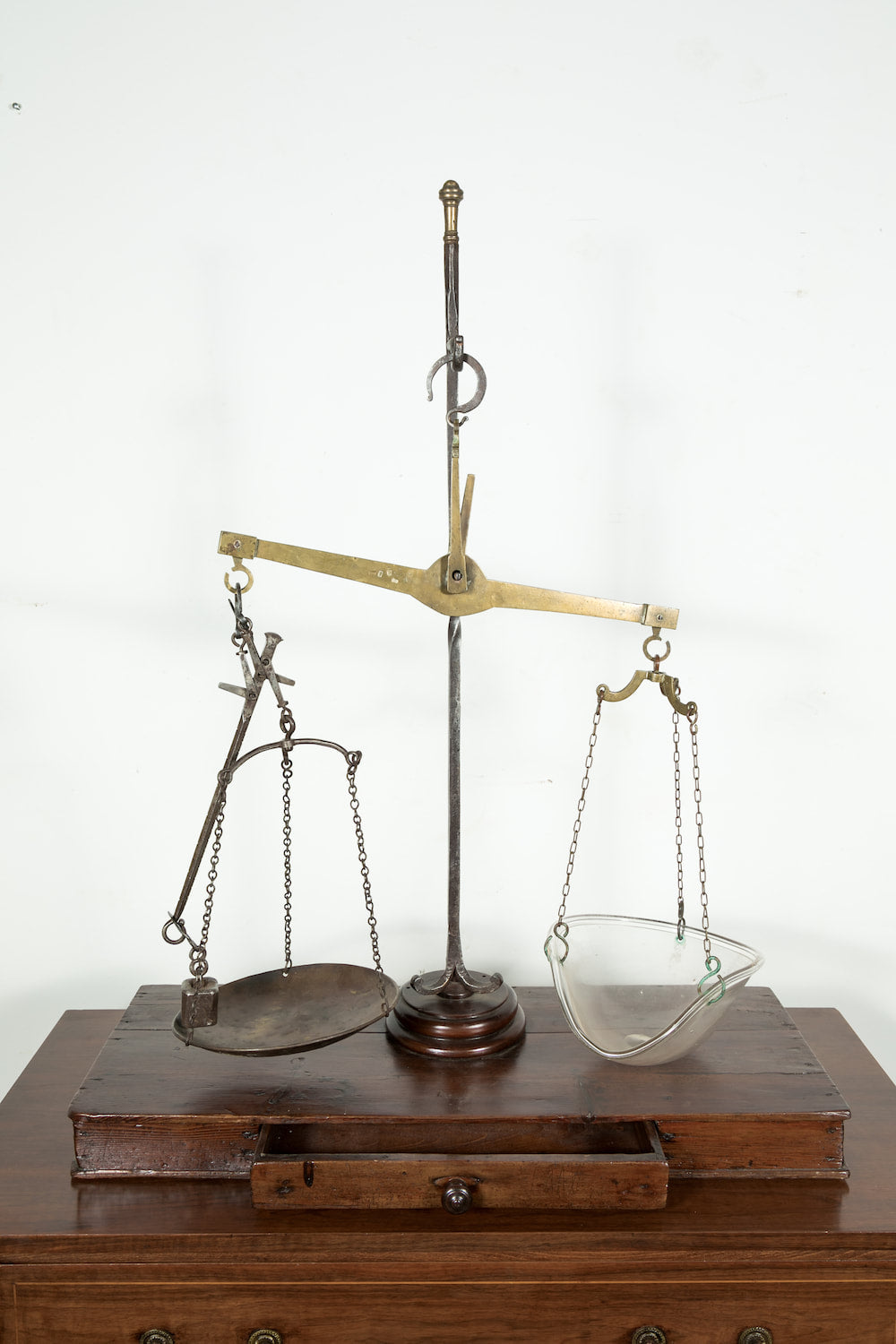 Rare 19th Century French Salt Scale with Walnut Base 