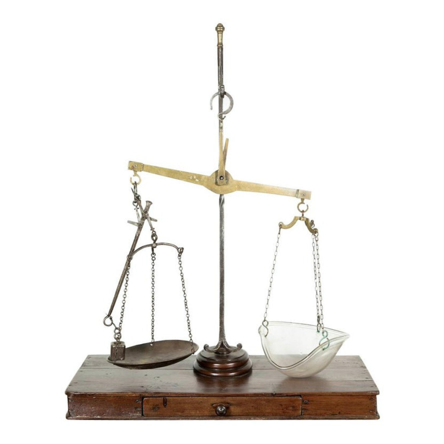 Rare 19th Century French Salt Scale with Walnut Base 