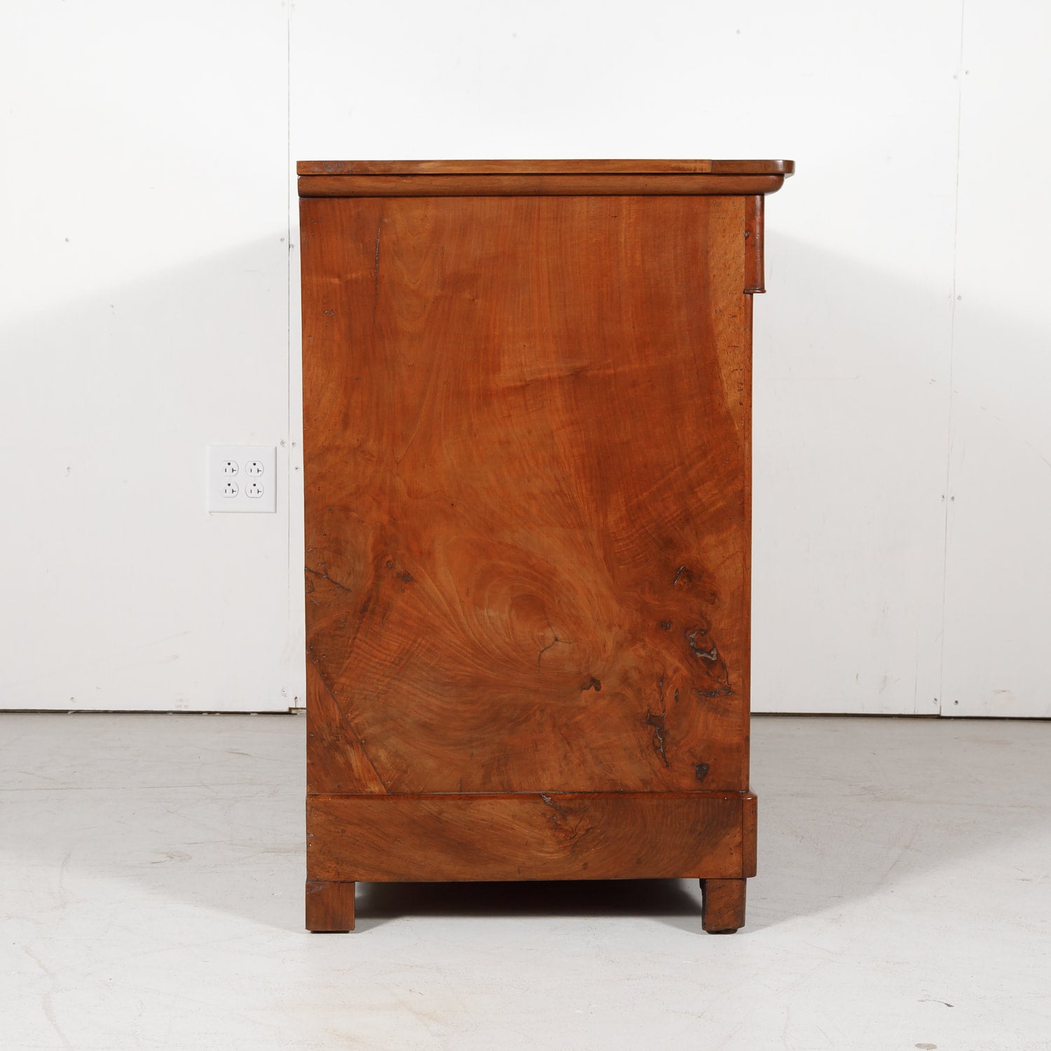 Antique 19th Century French Louis Philippe Style Walnut and Burled Walnut Three-Drawer Commode