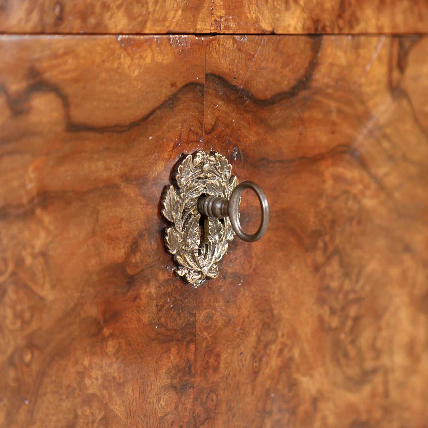 Antique 19th Century French Louis Philippe Style Walnut and Burled Walnut Three-Drawer Commode