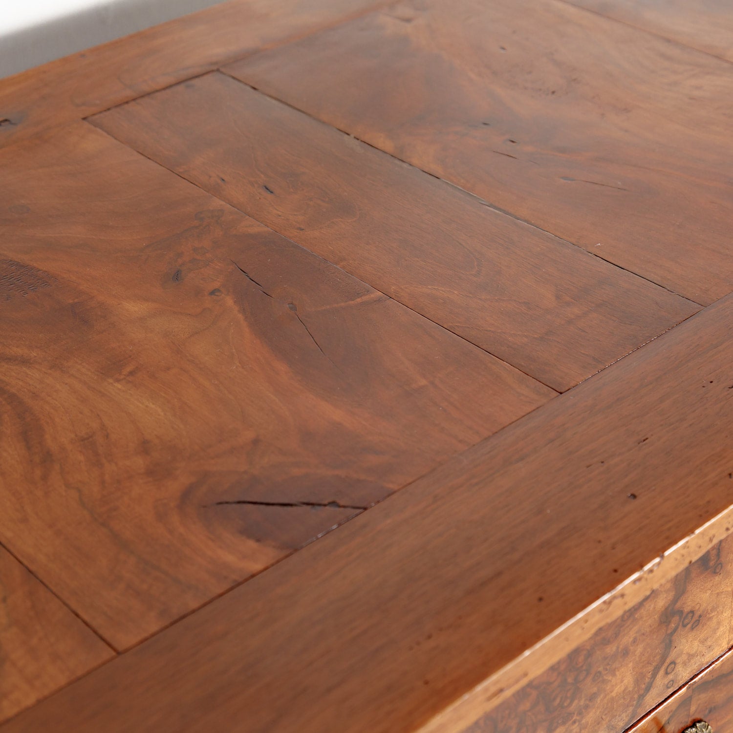 Antique 19th Century French Louis Philippe Style Walnut and Burled Walnut Three-Drawer Commode