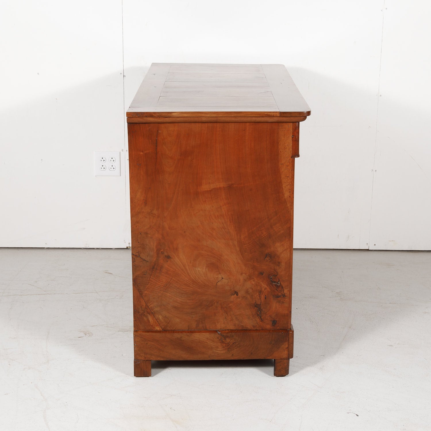 Antique 19th Century French Louis Philippe Style Walnut and Burled Walnut Three-Drawer Commode