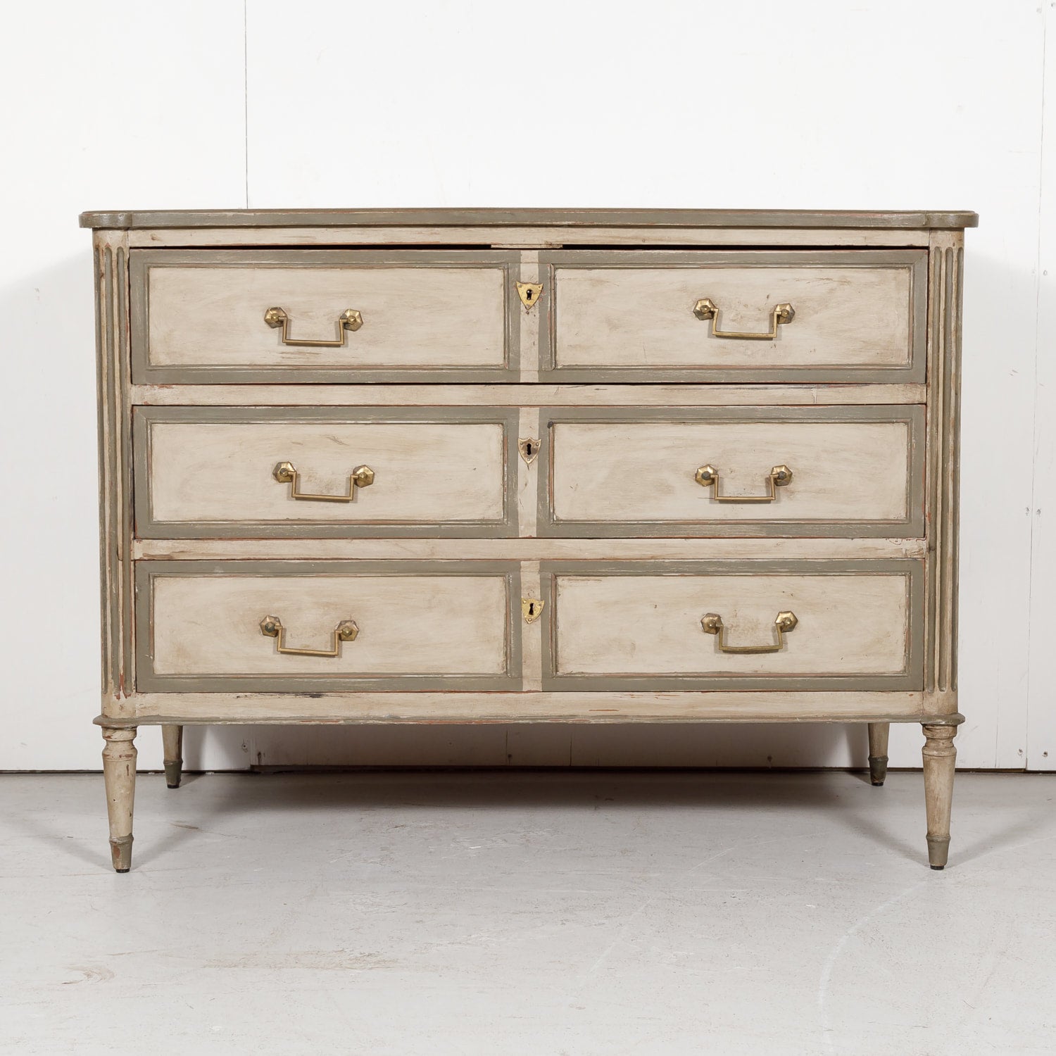 French 19th Century Louis XVI Style Painted Three-Drawer Commode