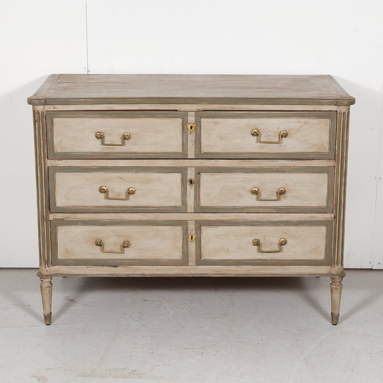 French 19th Century Louis XVI Style Painted Three-Drawer Commode