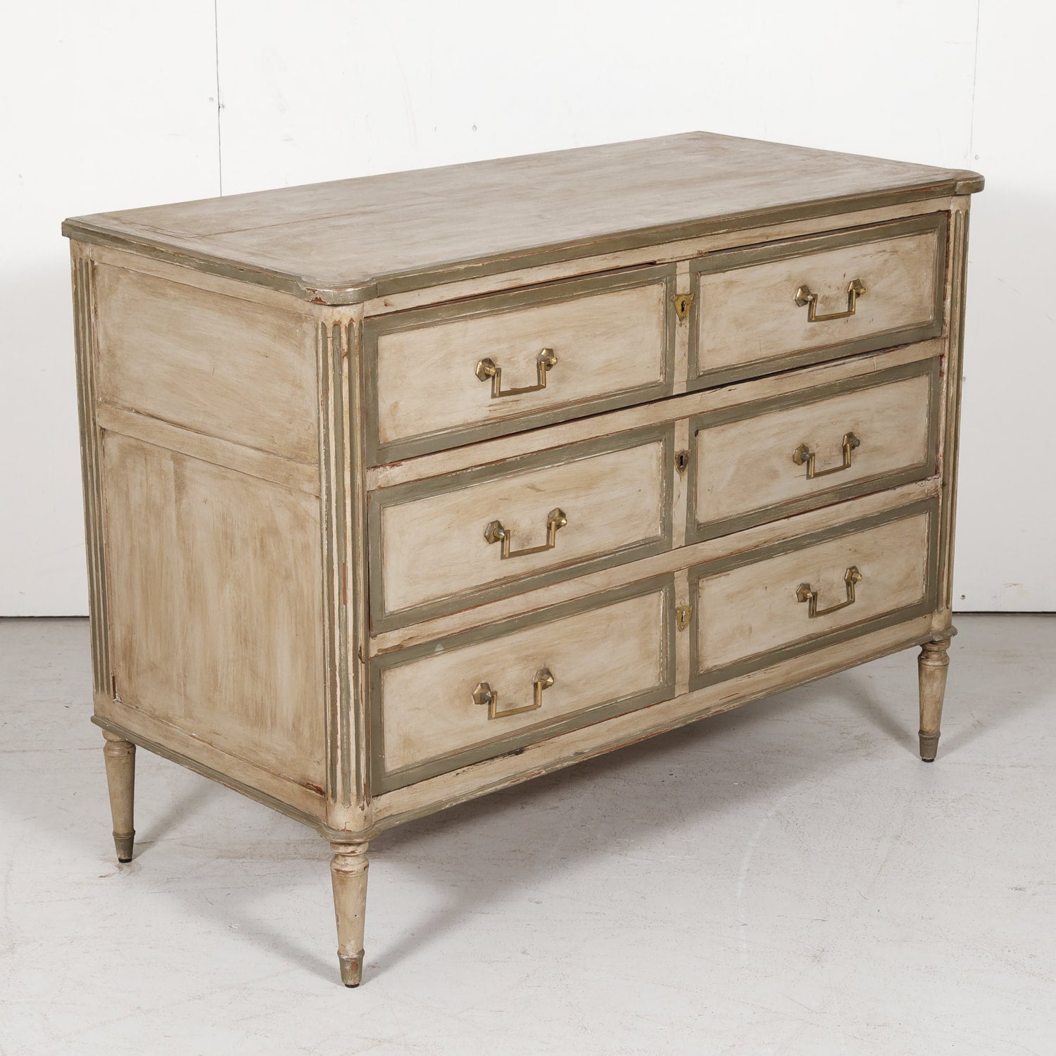 French 19th Century Louis XVI Style Painted Three-Drawer Commode