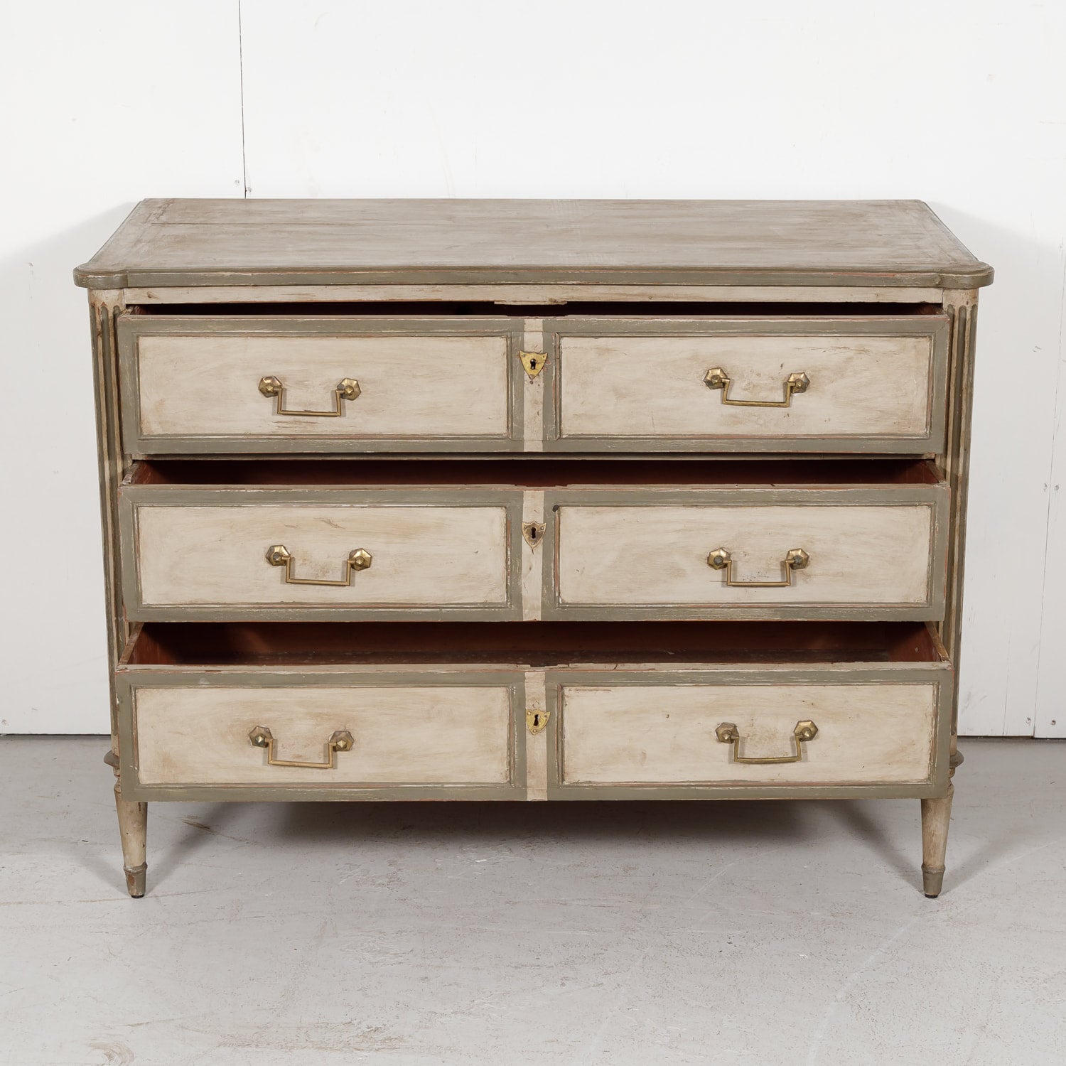 French 19th Century Louis XVI Style Painted Three-Drawer Commode