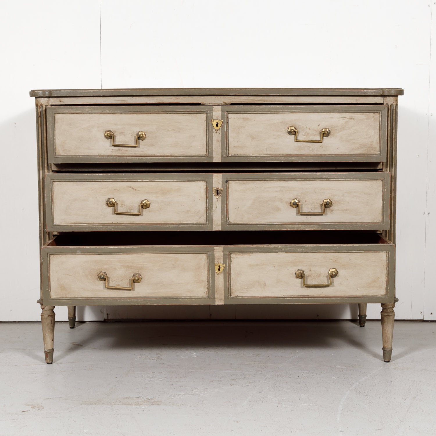 French 19th Century Louis XVI Style Painted Three-Drawer Commode