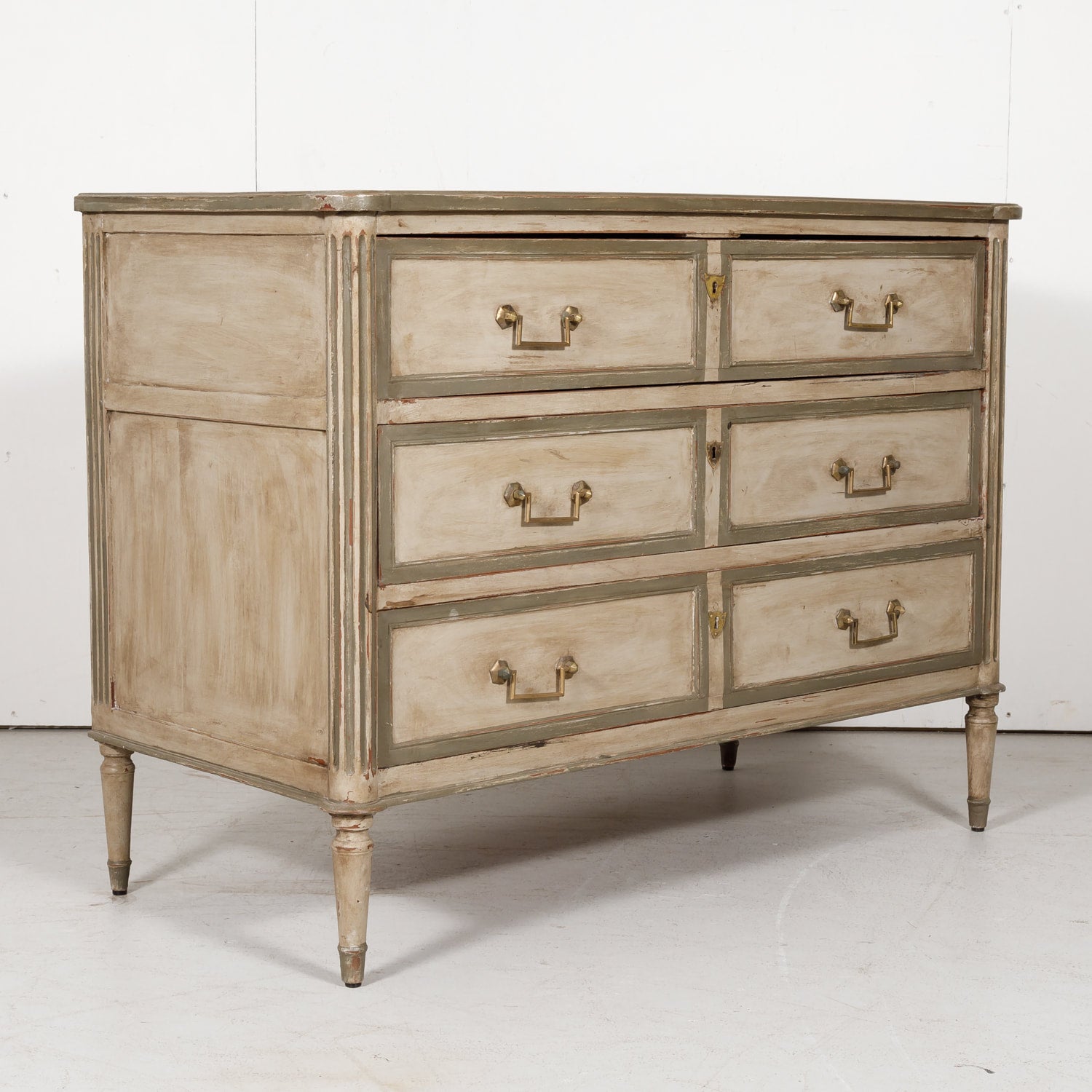 French 19th Century Louis XVI Style Painted Three-Drawer Commode