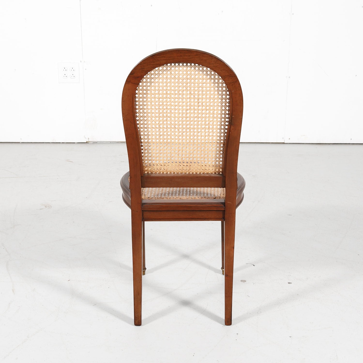 French Louis XVI Style Mahogany Cane Chairs, Set of Six 