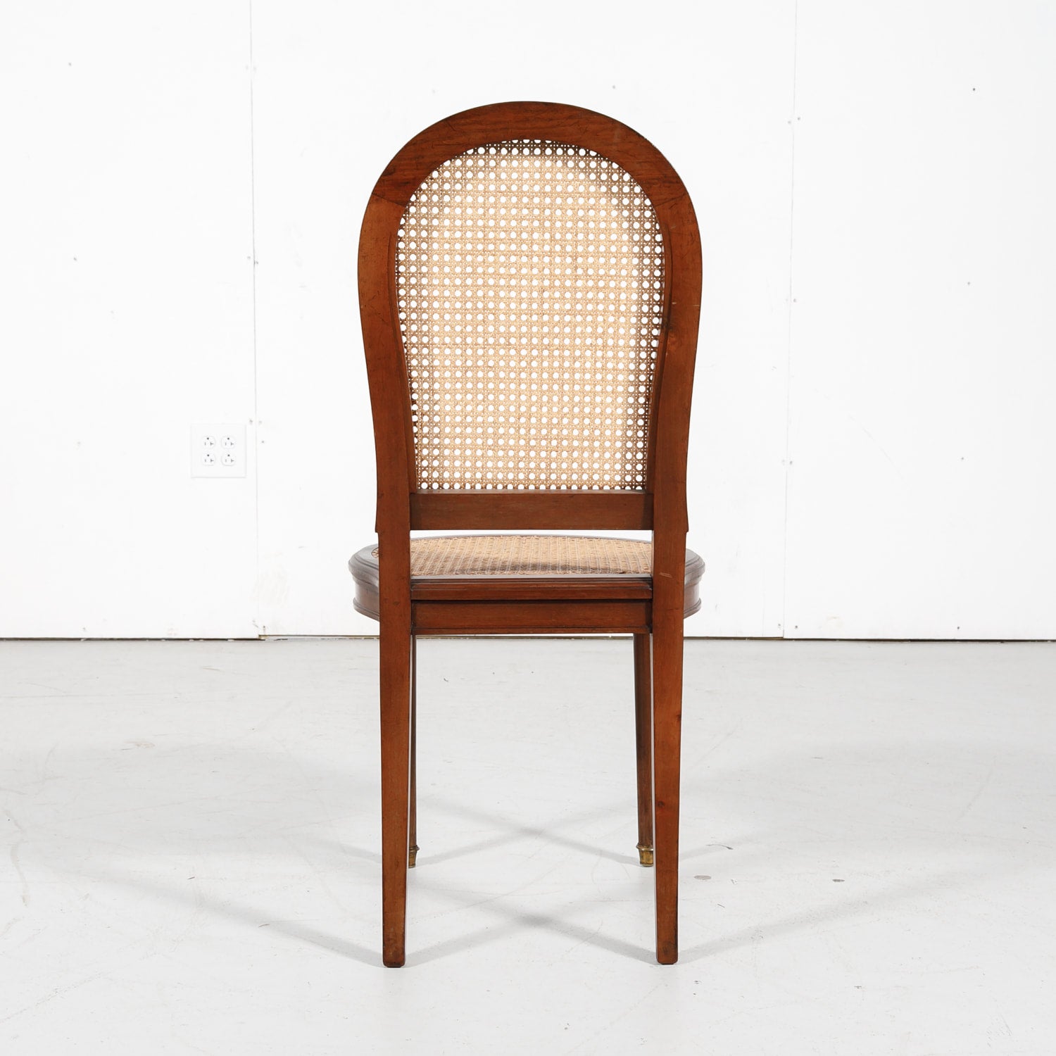 French Louis XVI Style Mahogany Cane Chairs, Set of Six 