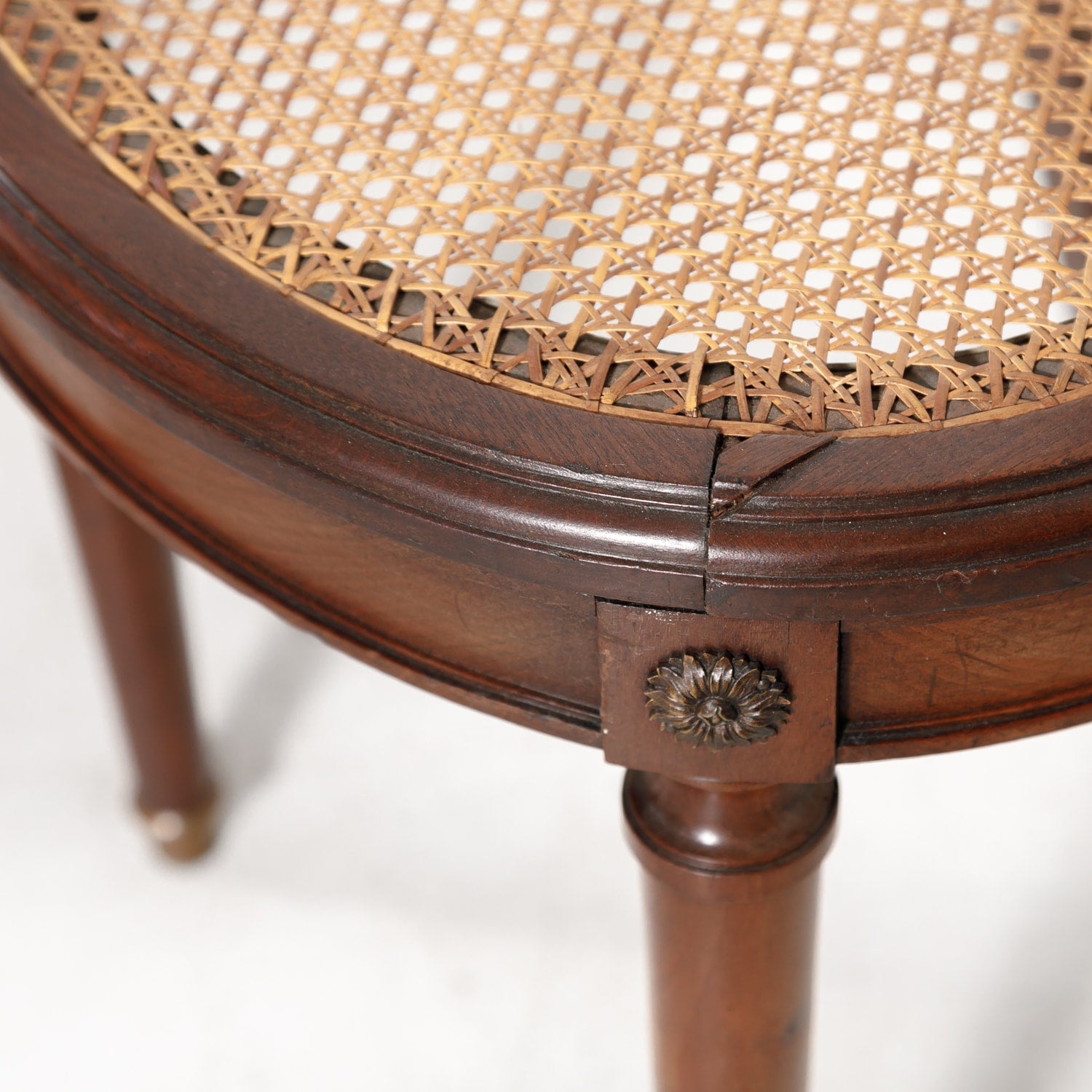 French Louis XVI Style Mahogany Cane Chairs, Set of Six 