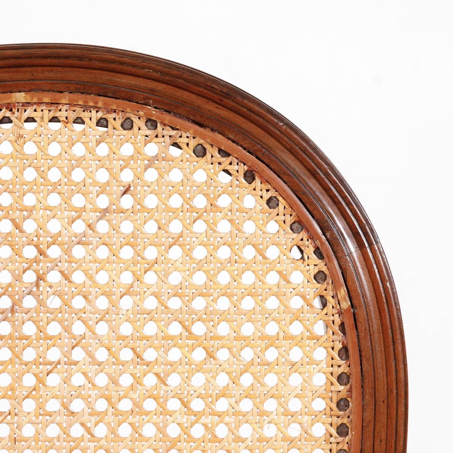 French Louis XVI Style Mahogany Cane Chairs, Set of Six 