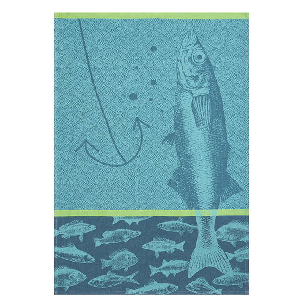 French Jacquard Poissons or Fish Tea Towel by Coucke 