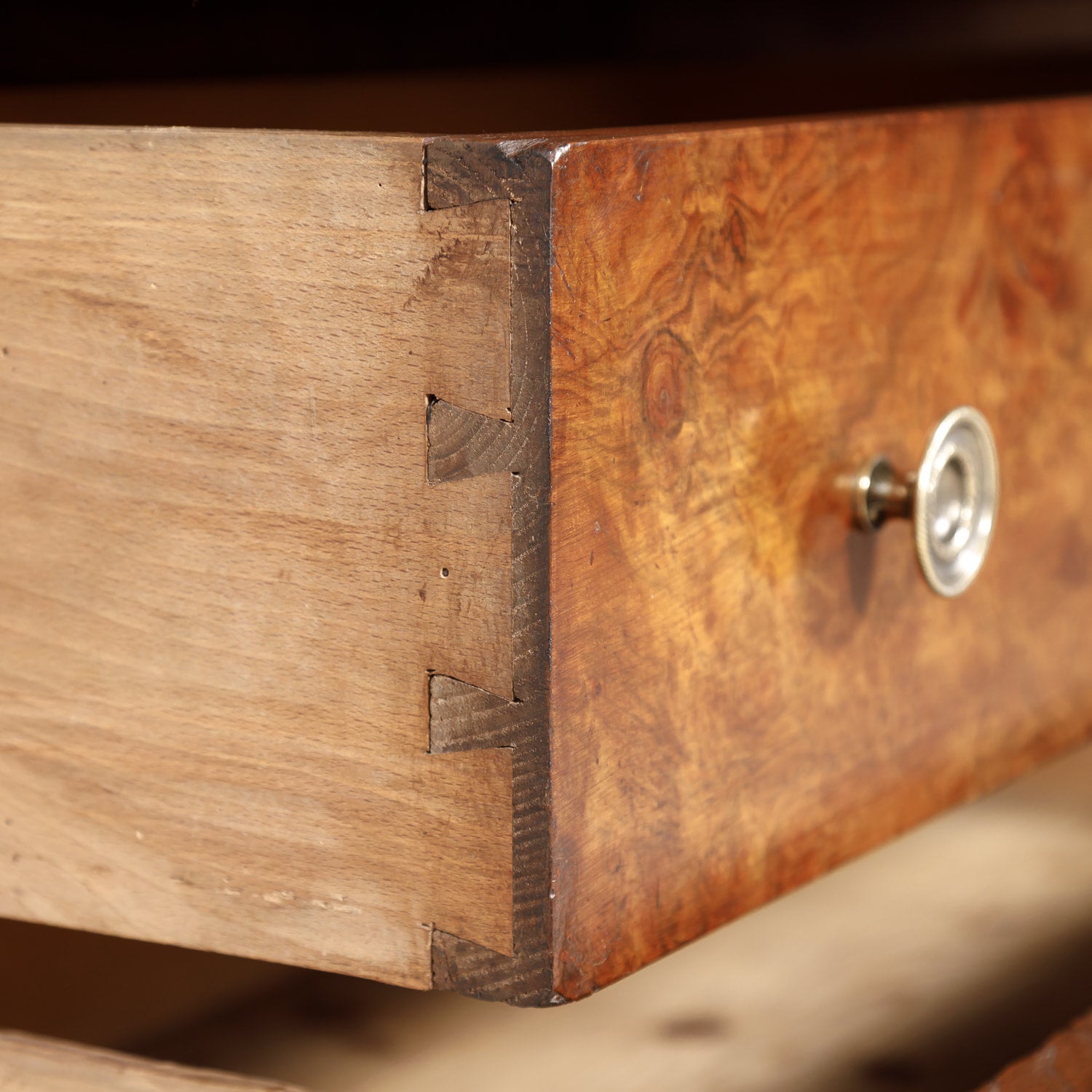 French 19th Century Louis Philippe Style Walnut Bookmatched Front Commode