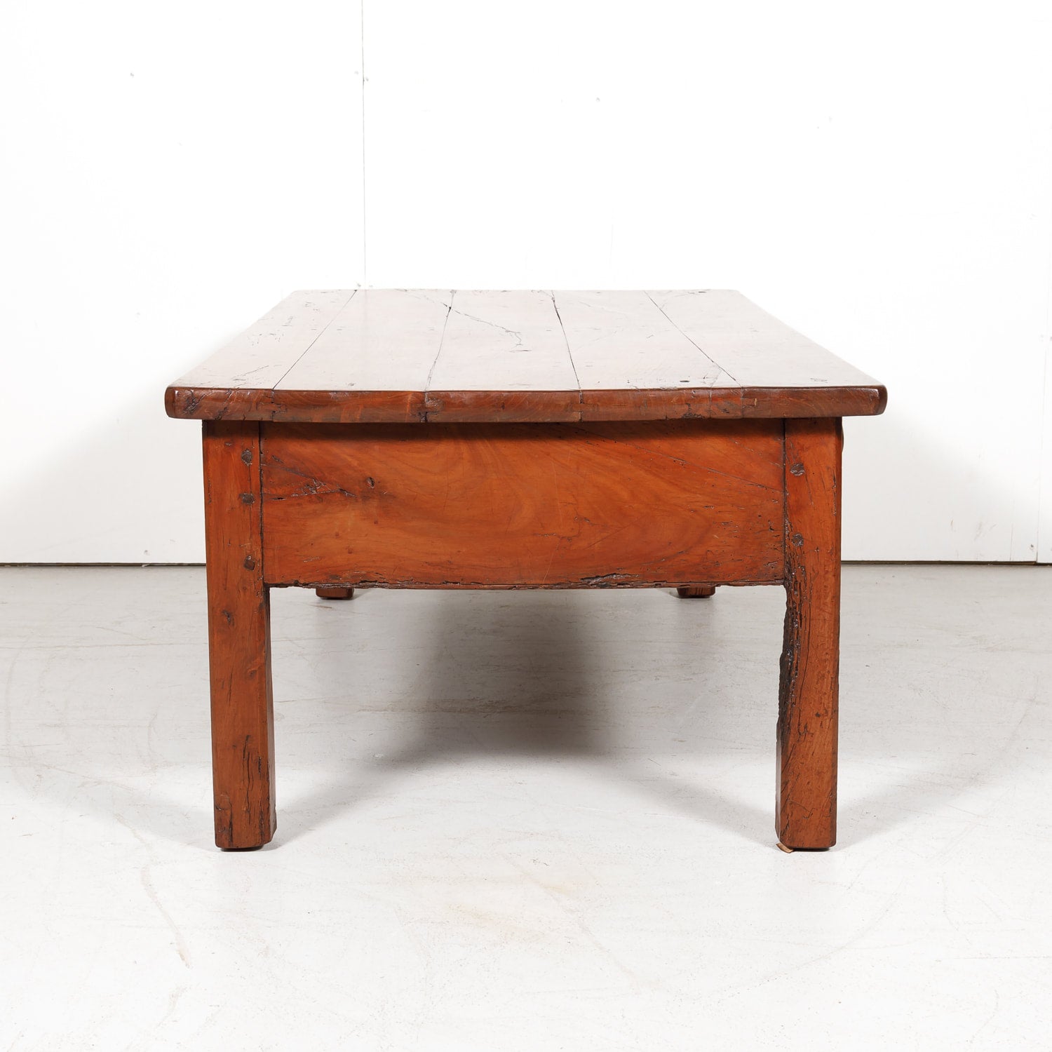 18th Century French Country Solid Cherry Coffee Table with Drawers