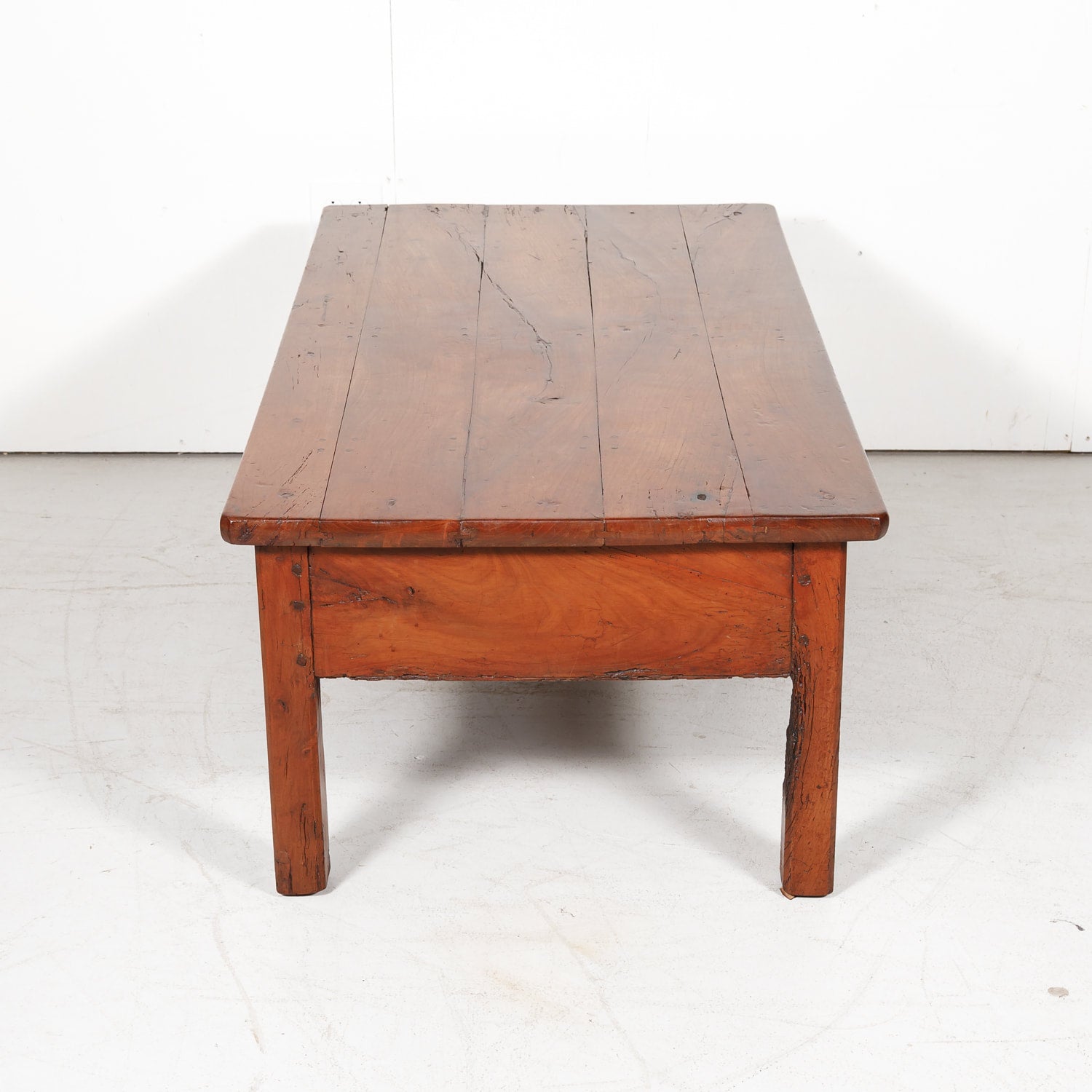 18th Century French Country Solid Cherry Coffee Table with Drawers