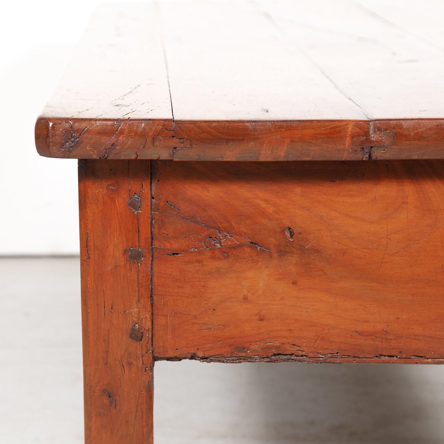 18th Century French Country Solid Cherry Coffee Table with Drawers