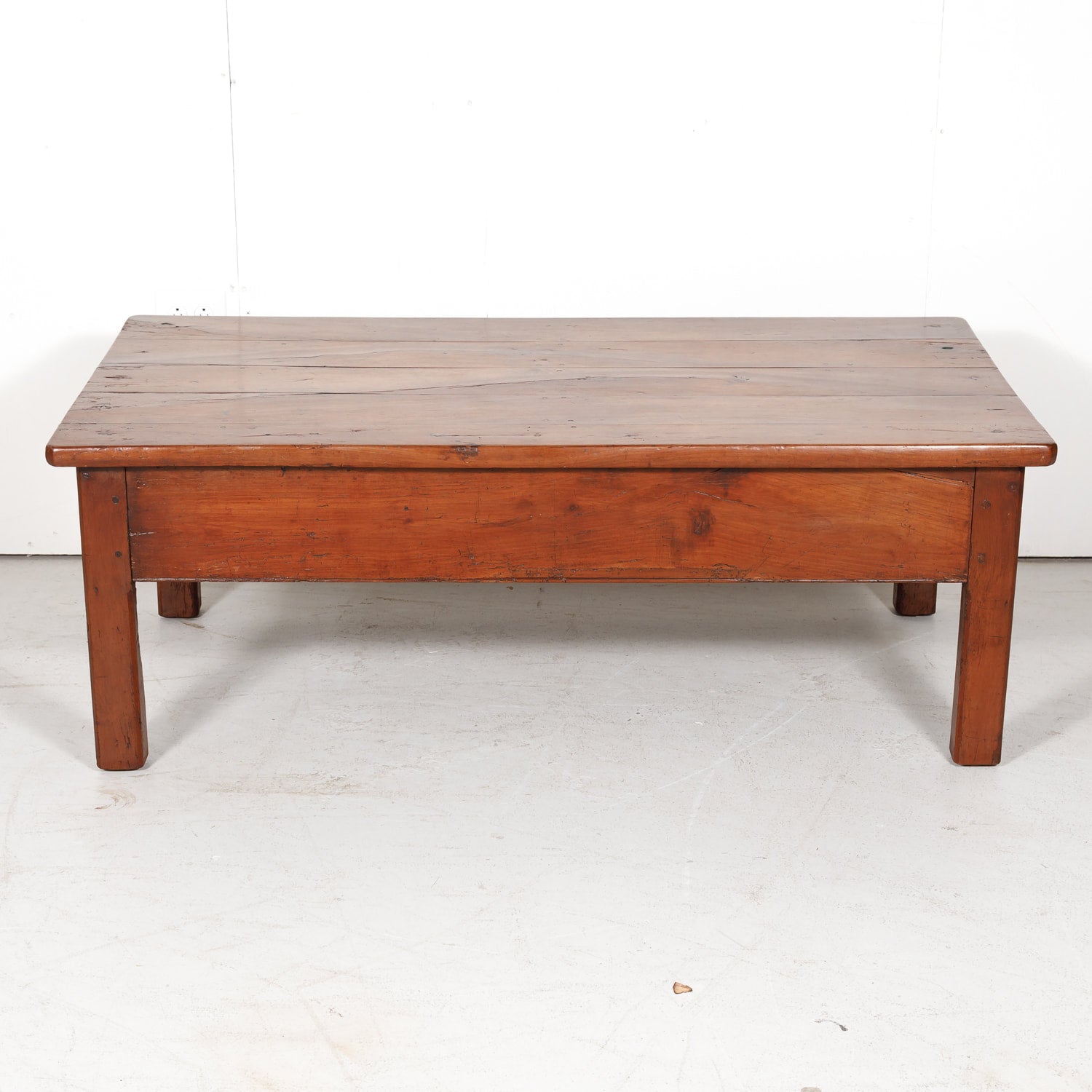 18th Century French Country Solid Cherry Coffee Table with Drawers