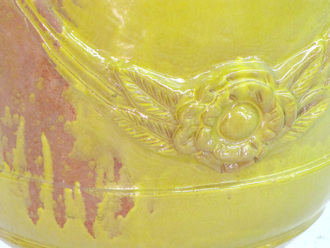 Large French Glazed Yellow Anduze Pot