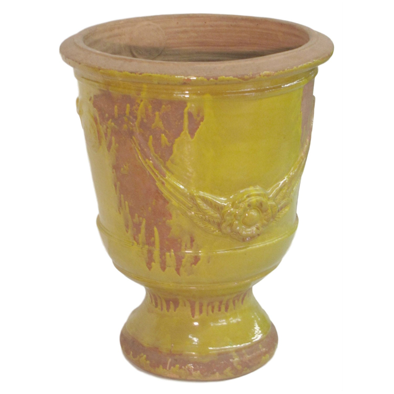 Large French Glazed Yellow Anduze Pot