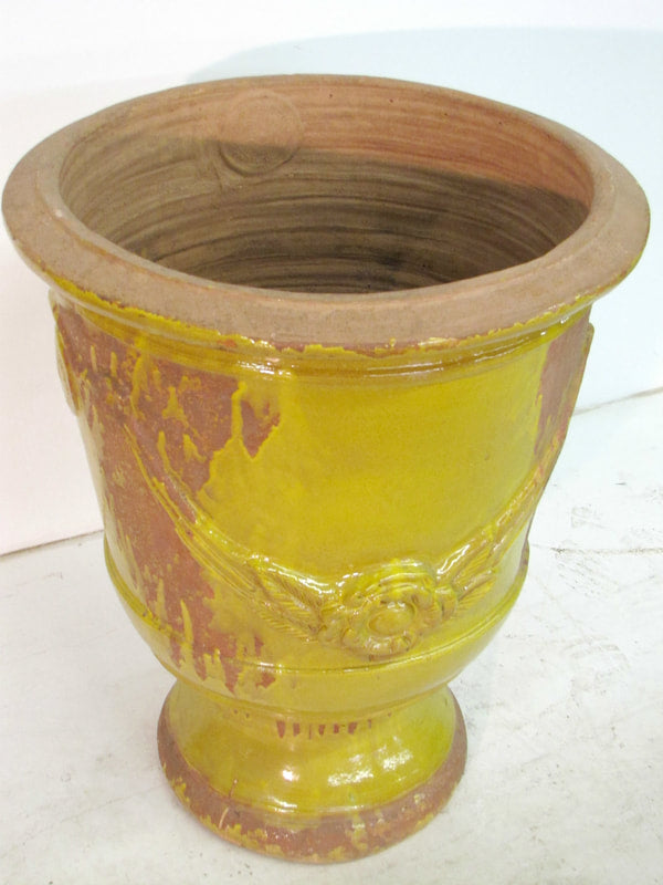 Large French Glazed Yellow Anduze Pot
