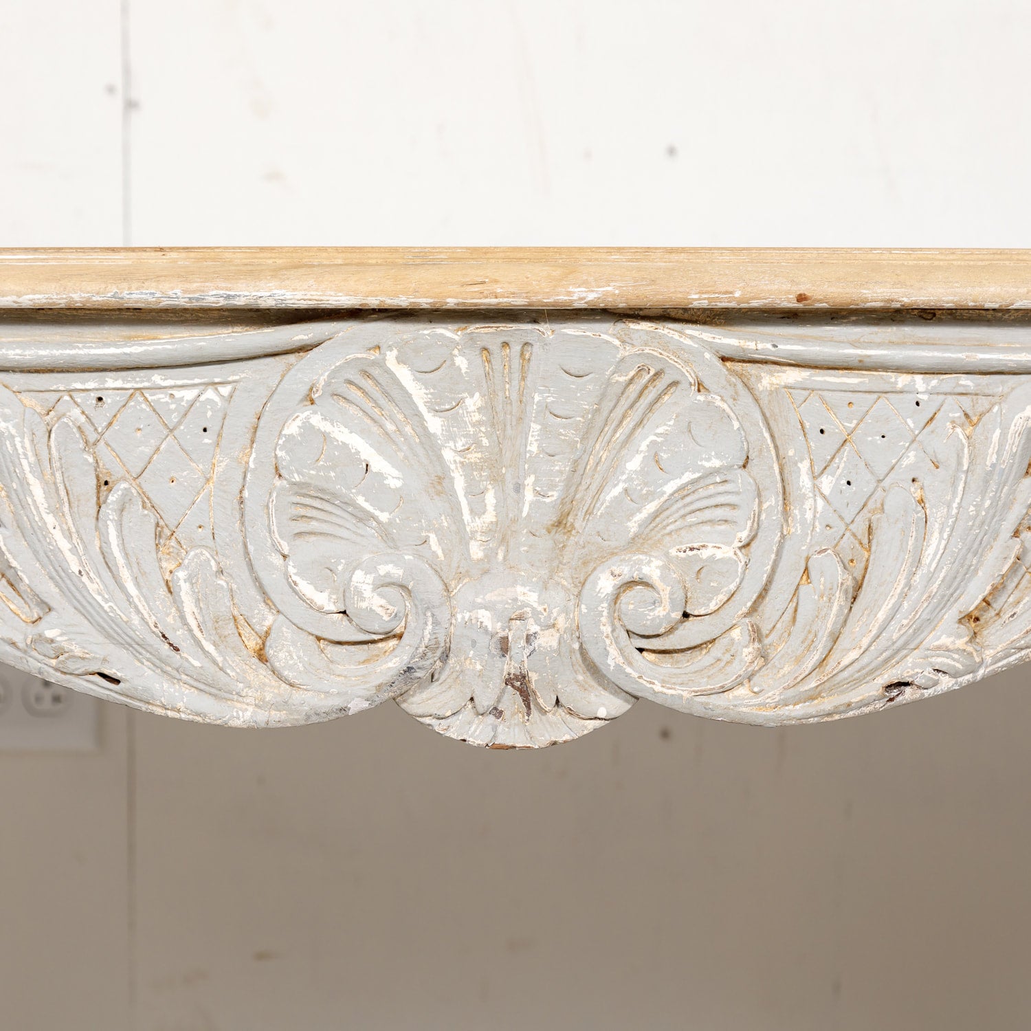 French Country Louis XV Style Painted Wood Table with Bleached Top