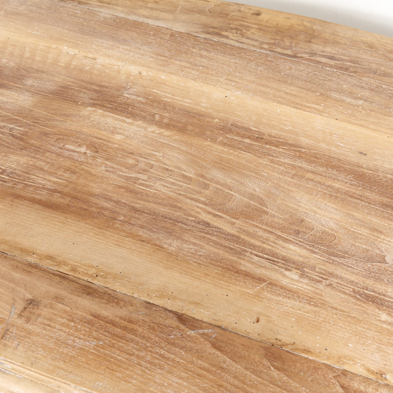 French Country Louis XV Style Painted Wood Table with Bleached Top