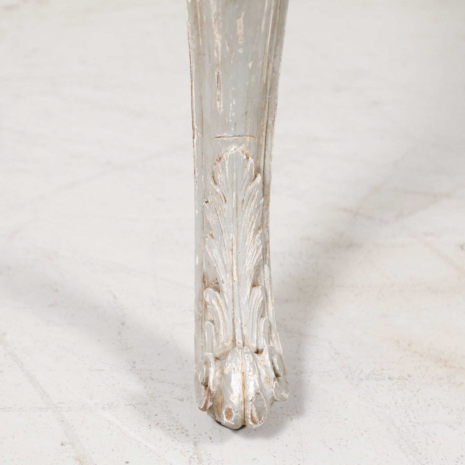 French Country Louis XV Style Painted Wood Table with Bleached Top