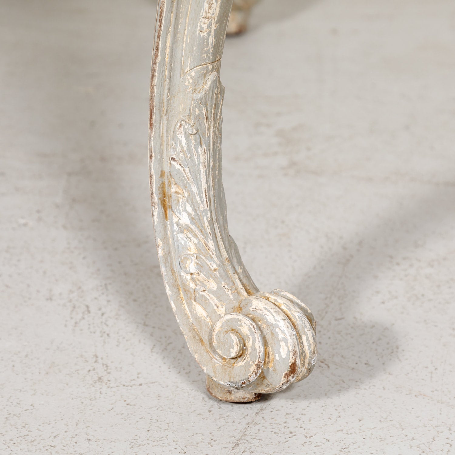 French Country Louis XV Style Painted Wood Table with Bleached Top