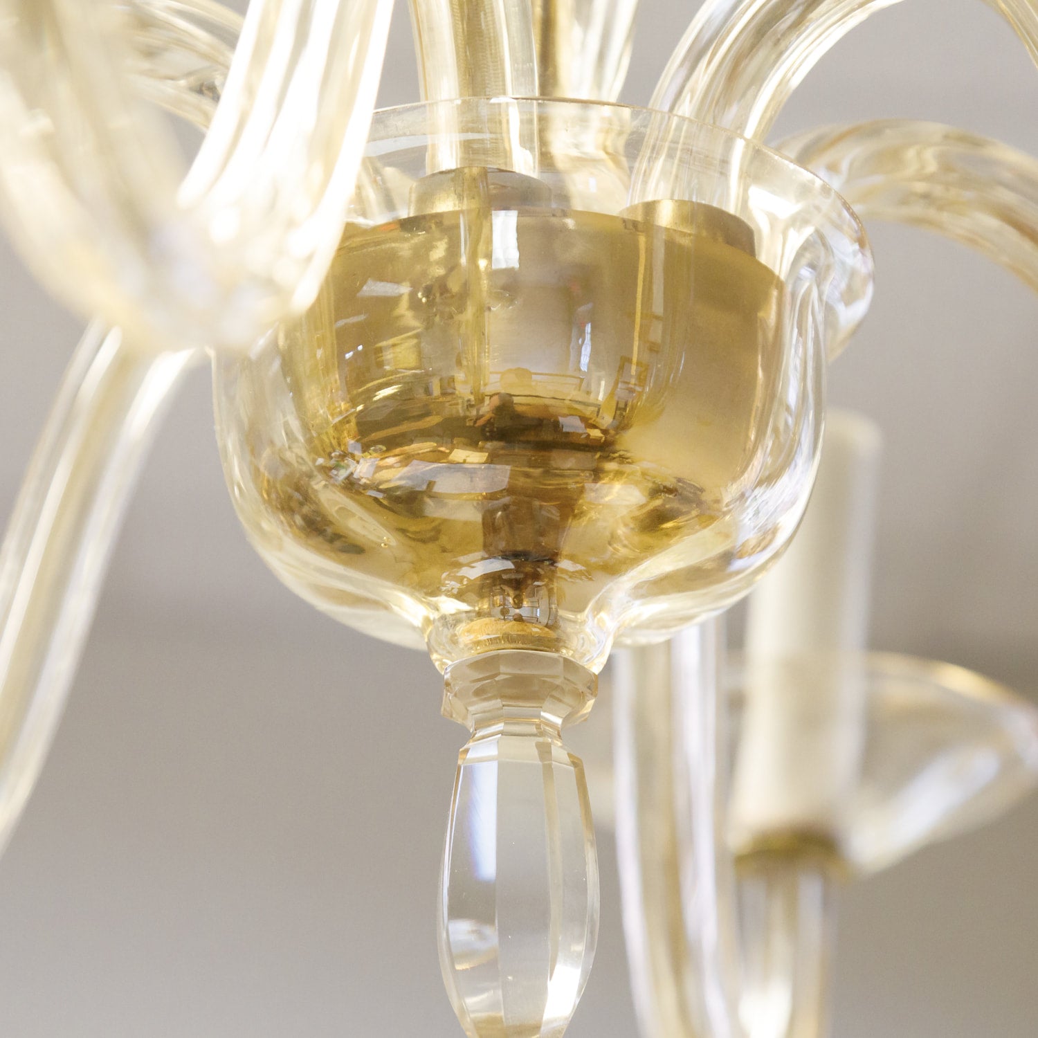 Champagne Colored Six-Light Murano Chandelier