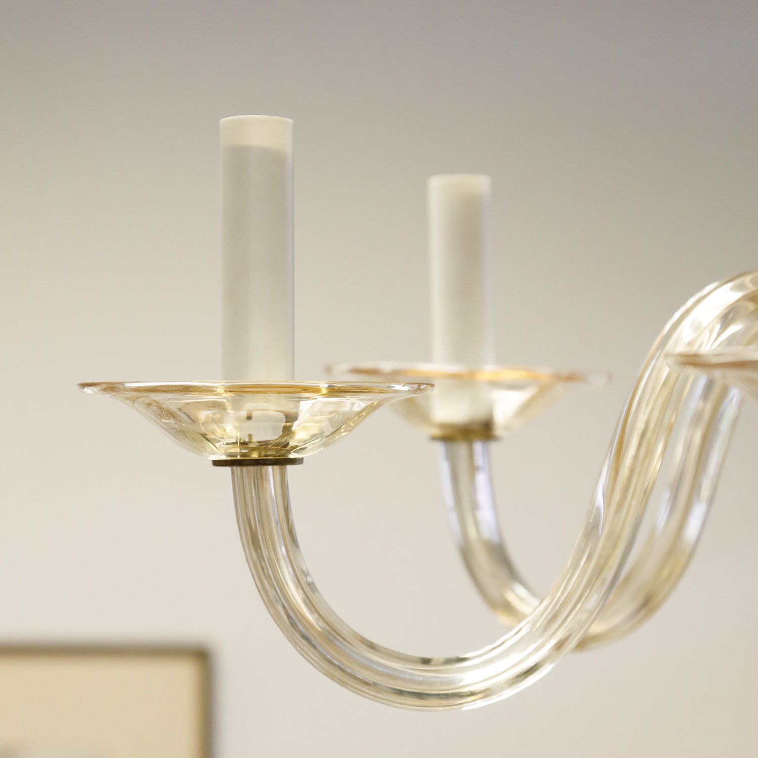 Champagne Colored Six-Light Murano Chandelier