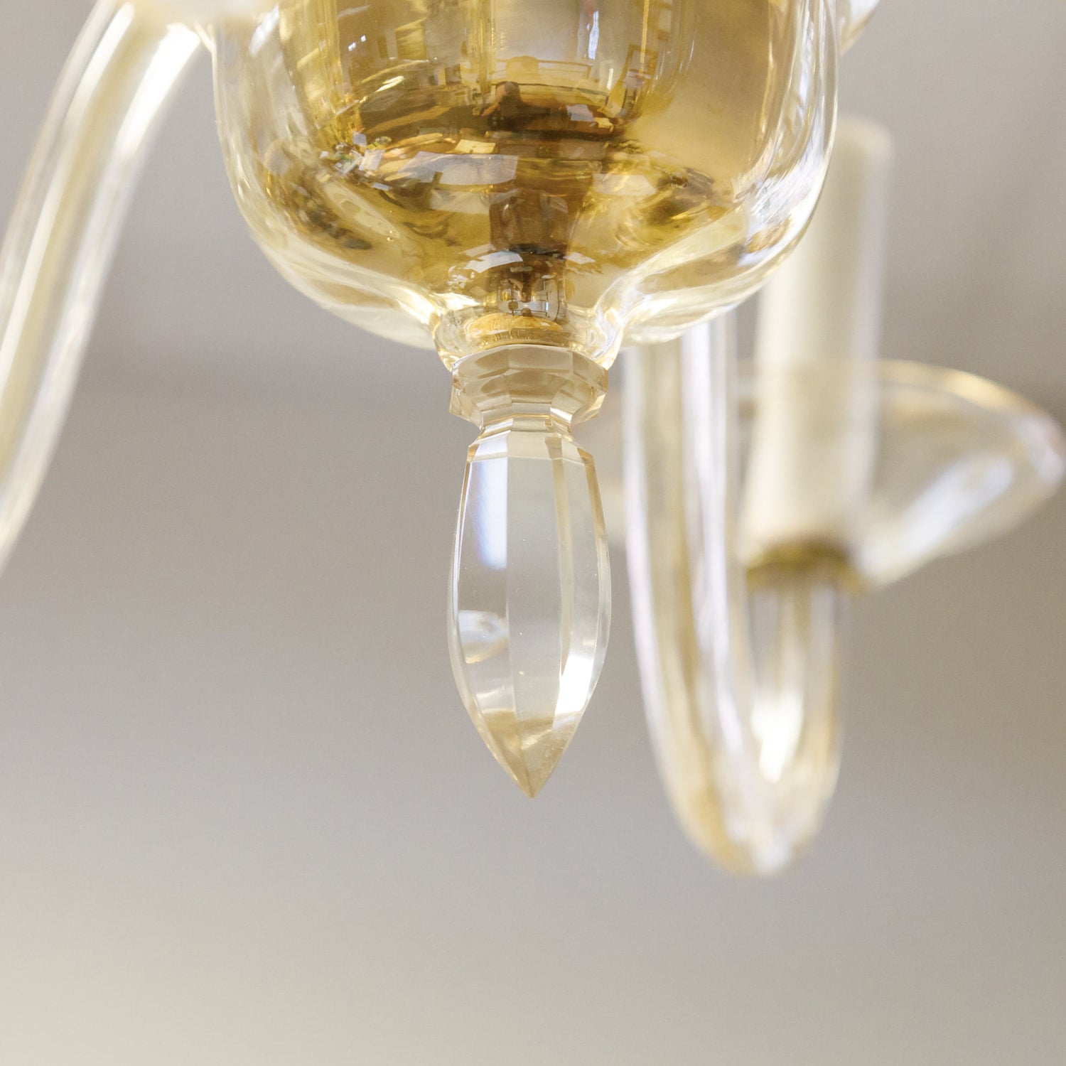 Champagne Colored Six-Light Murano Chandelier