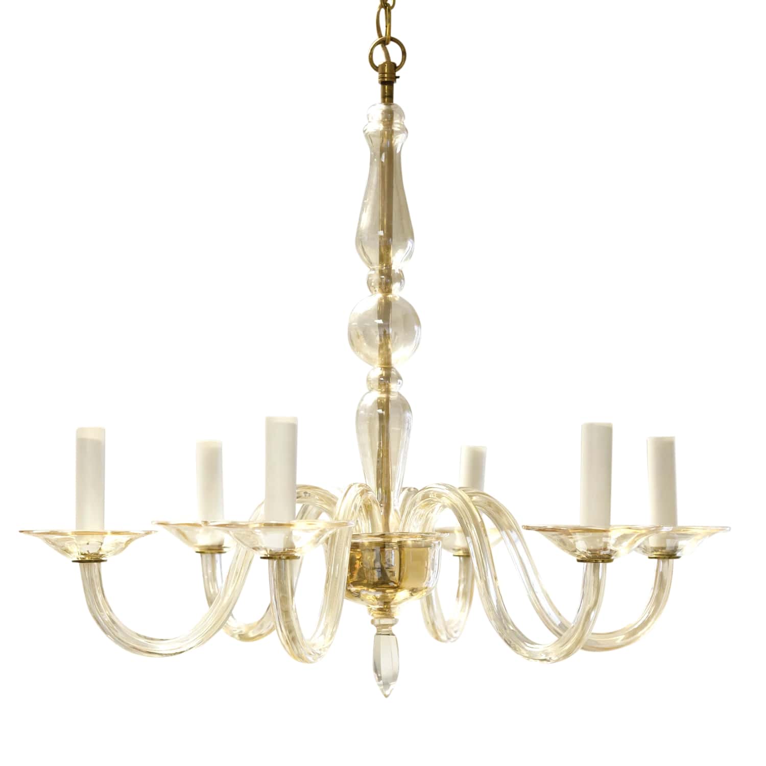 Champagne Colored Six-Light Murano Chandelier