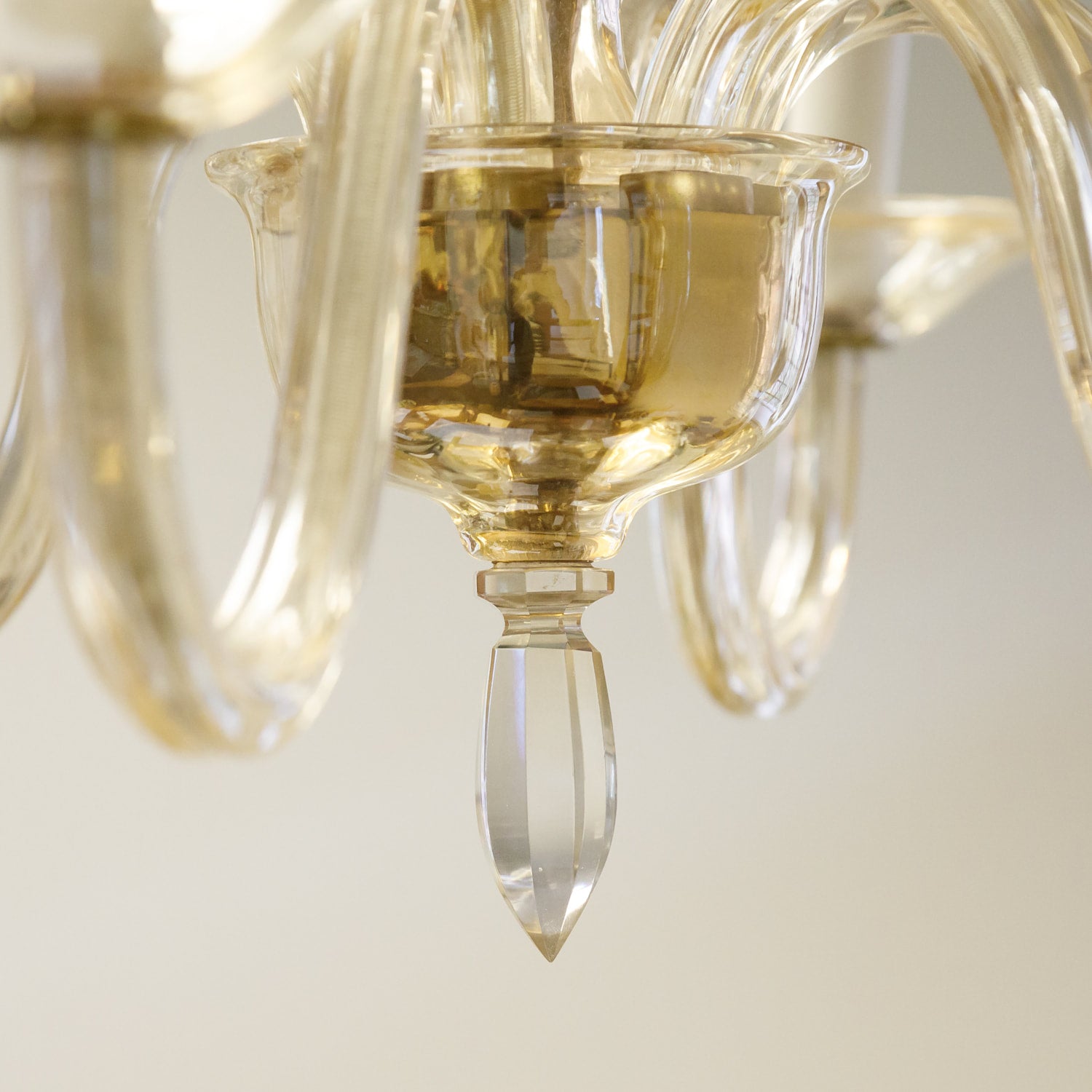 Champagne Colored Six-Light Murano Chandelier