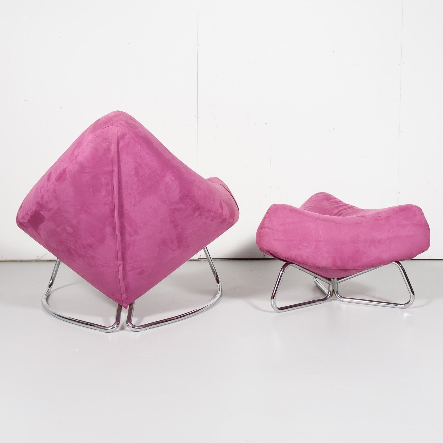 Vintage Mid-Century Modern Italian Lounge Chair and Ottoman