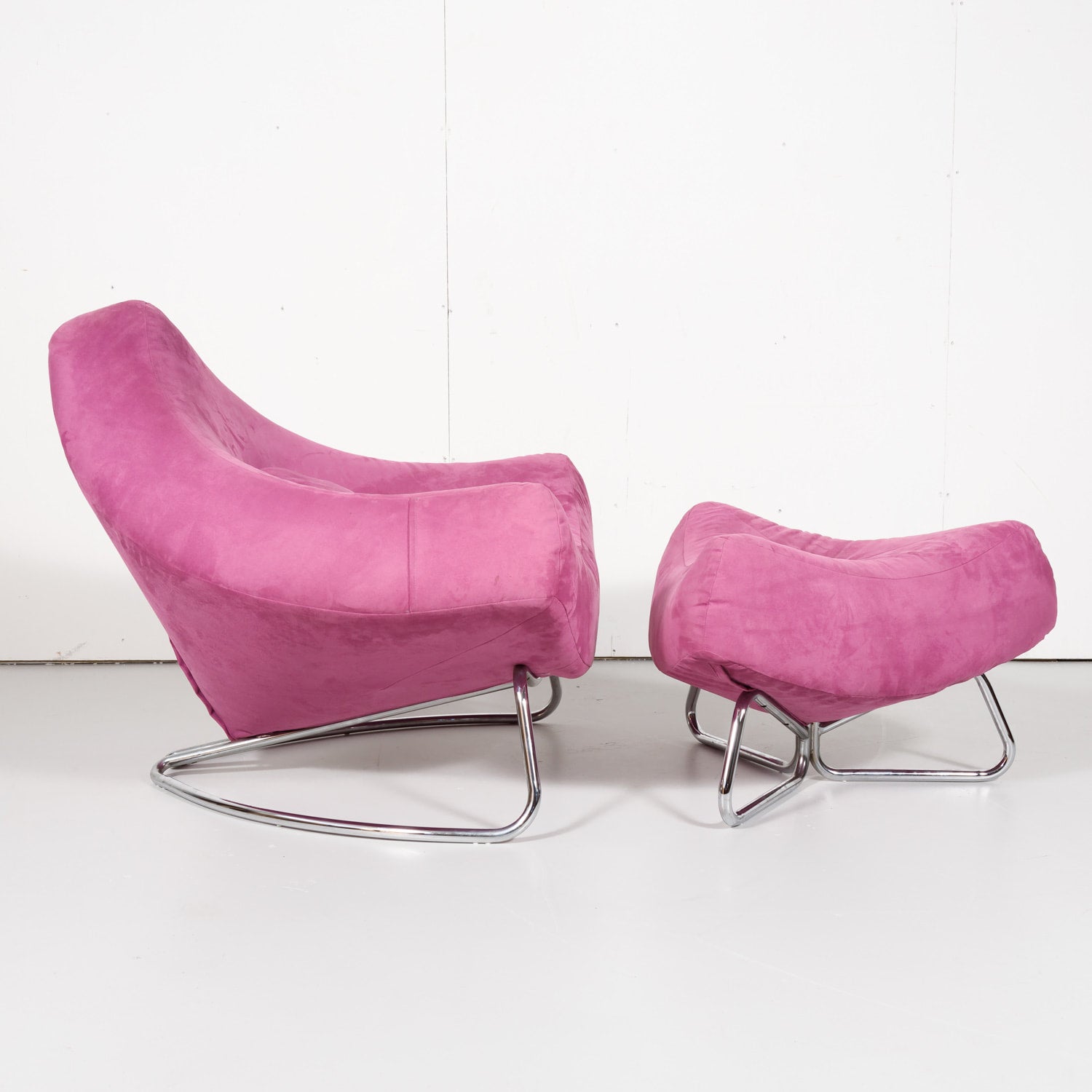 Vintage Mid-Century Modern Italian Lounge Chair and Ottoman
