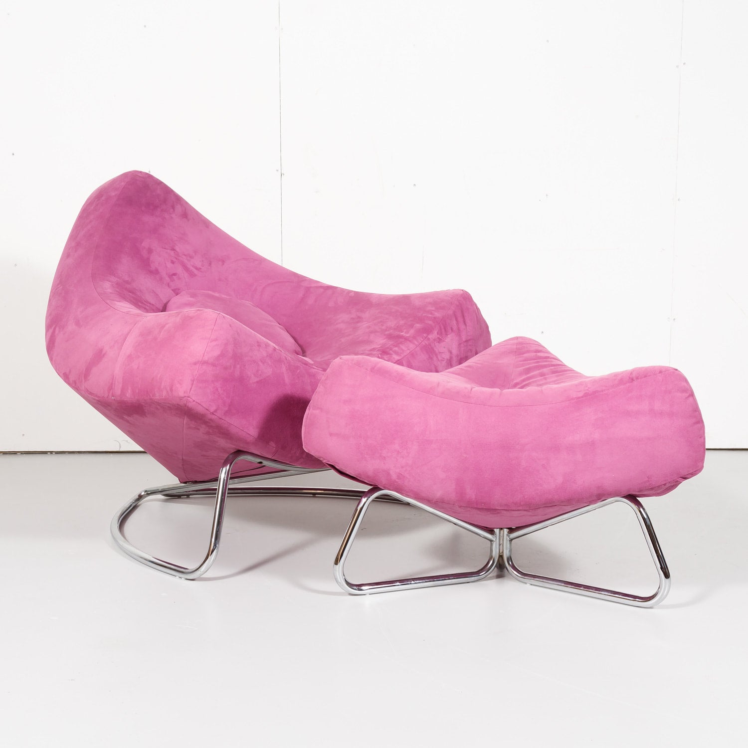 Vintage Mid-Century Modern Italian Lounge Chair and Ottoman