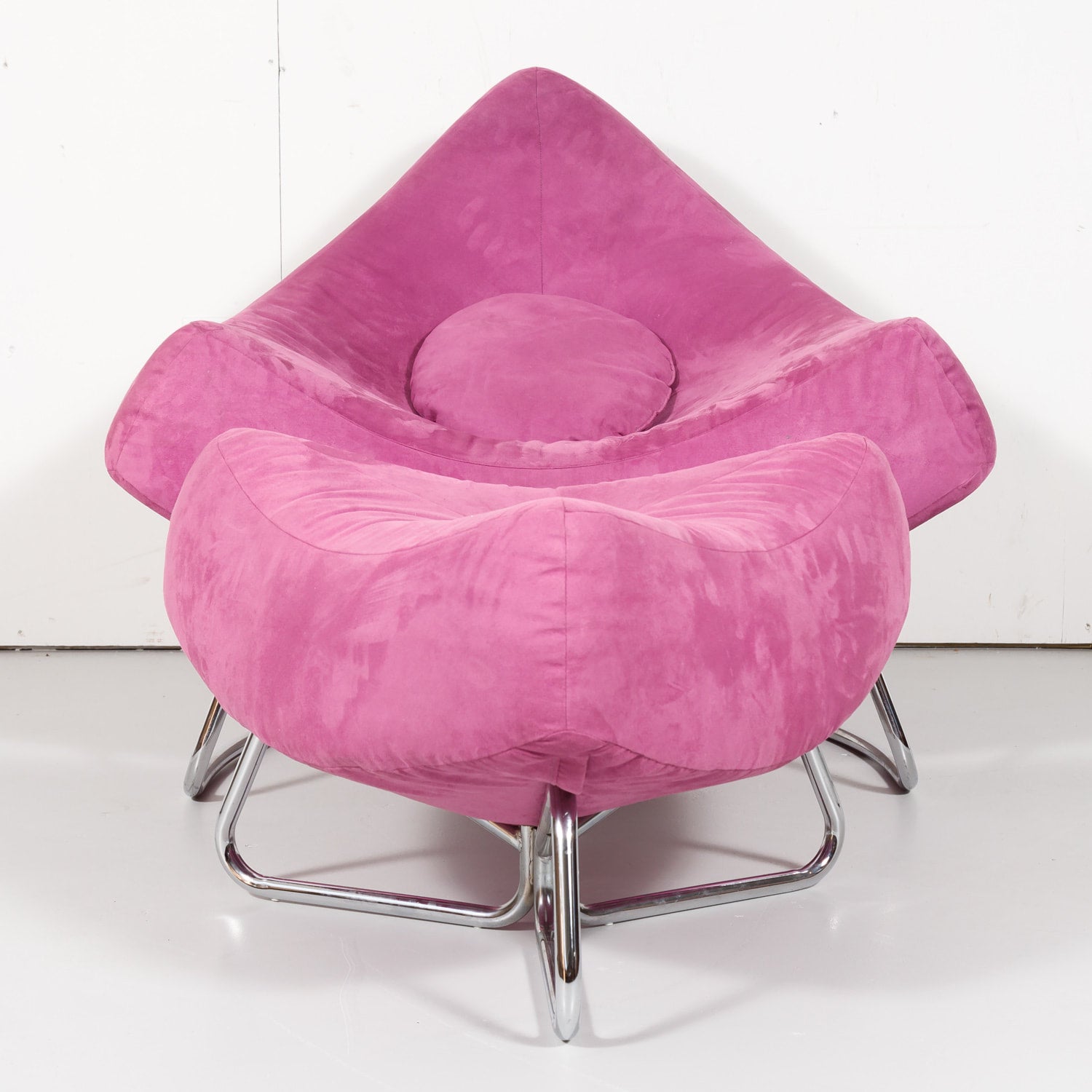 Vintage Mid-Century Modern Italian Lounge Chair and Ottoman