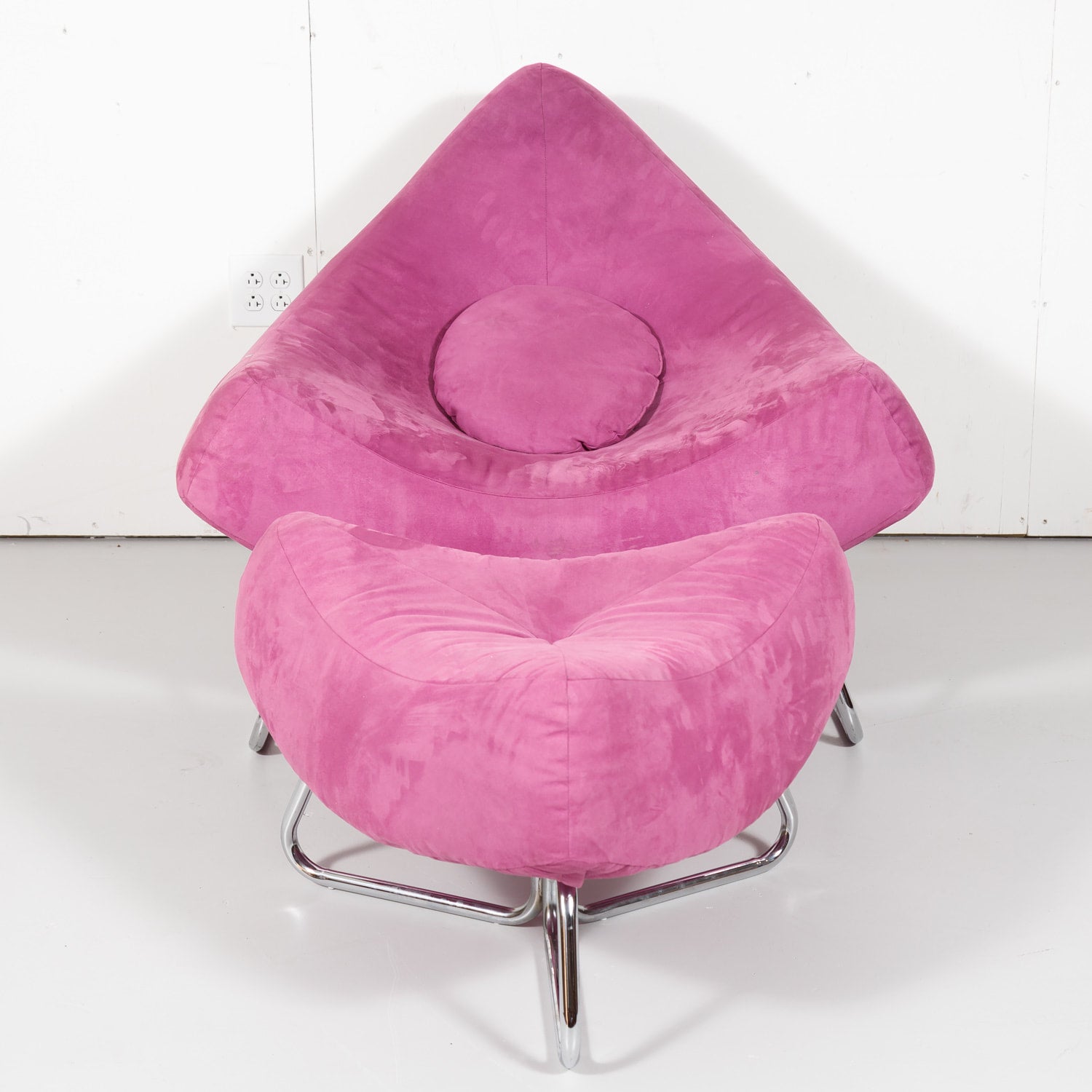Vintage Mid-Century Modern Italian Lounge Chair and Ottoman