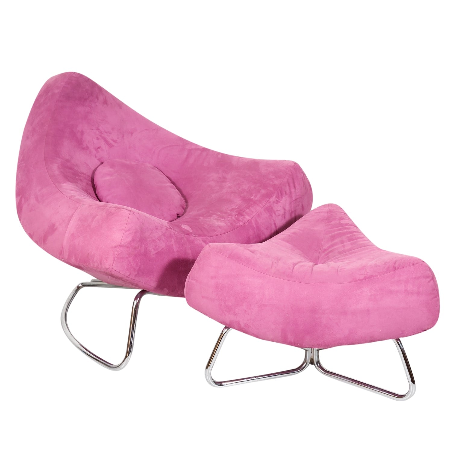 Vintage Mid-Century Modern Italian Lounge Chair and Ottoman