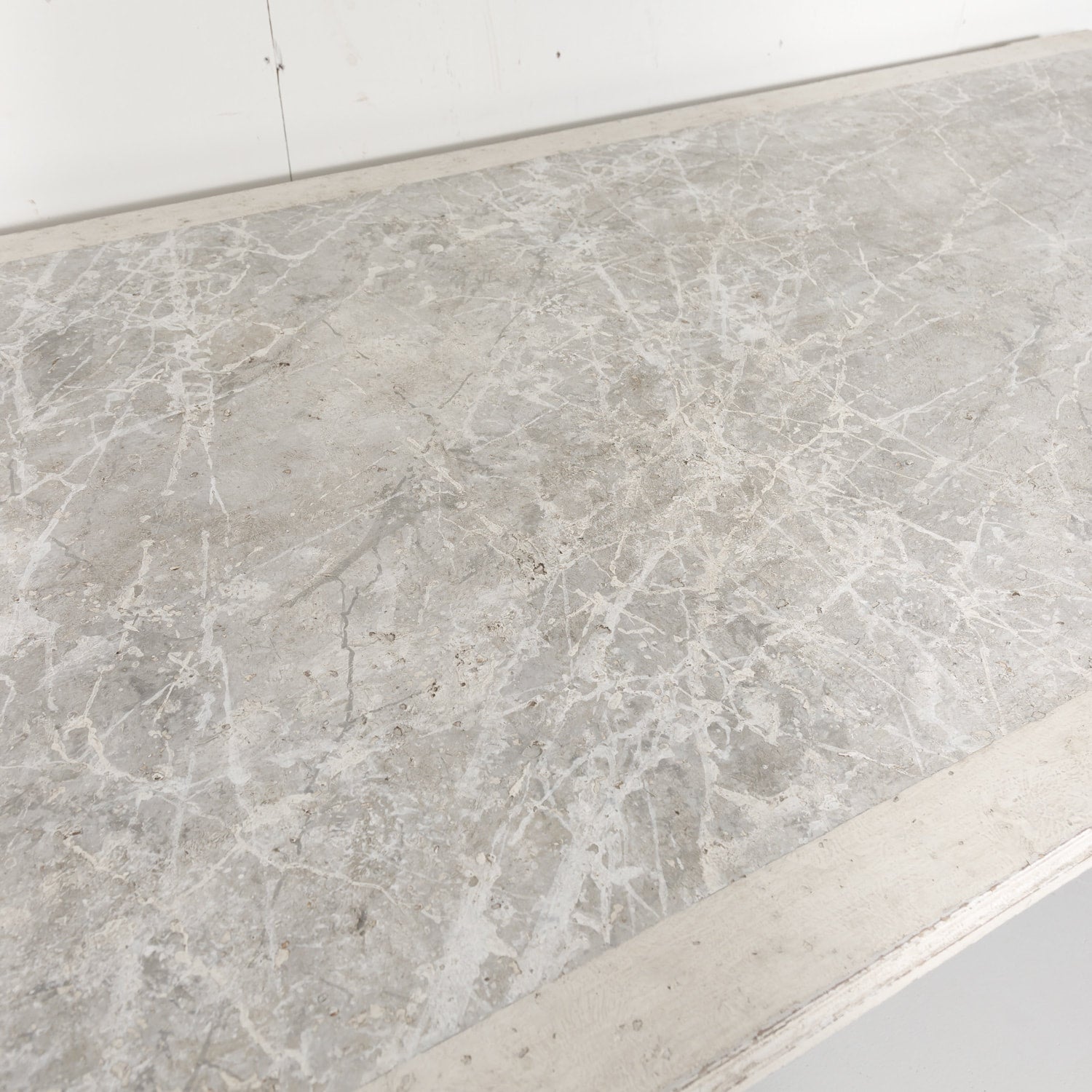 19th Century Antique French Louis XVI Style Painted Farm Table with Faux Marble Top