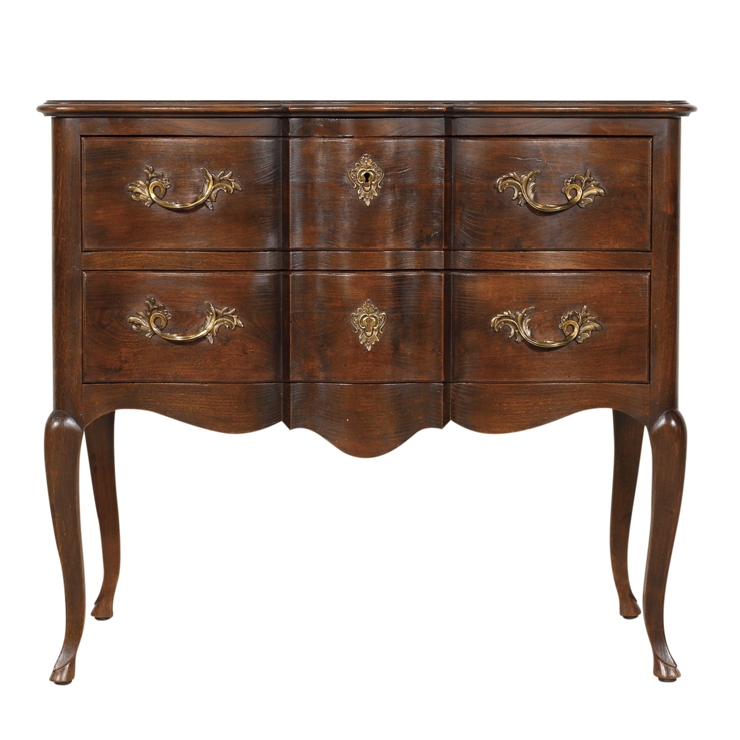 Antique French Louis XV Style Walnut Petite Serpentine Commode Sauteuse 