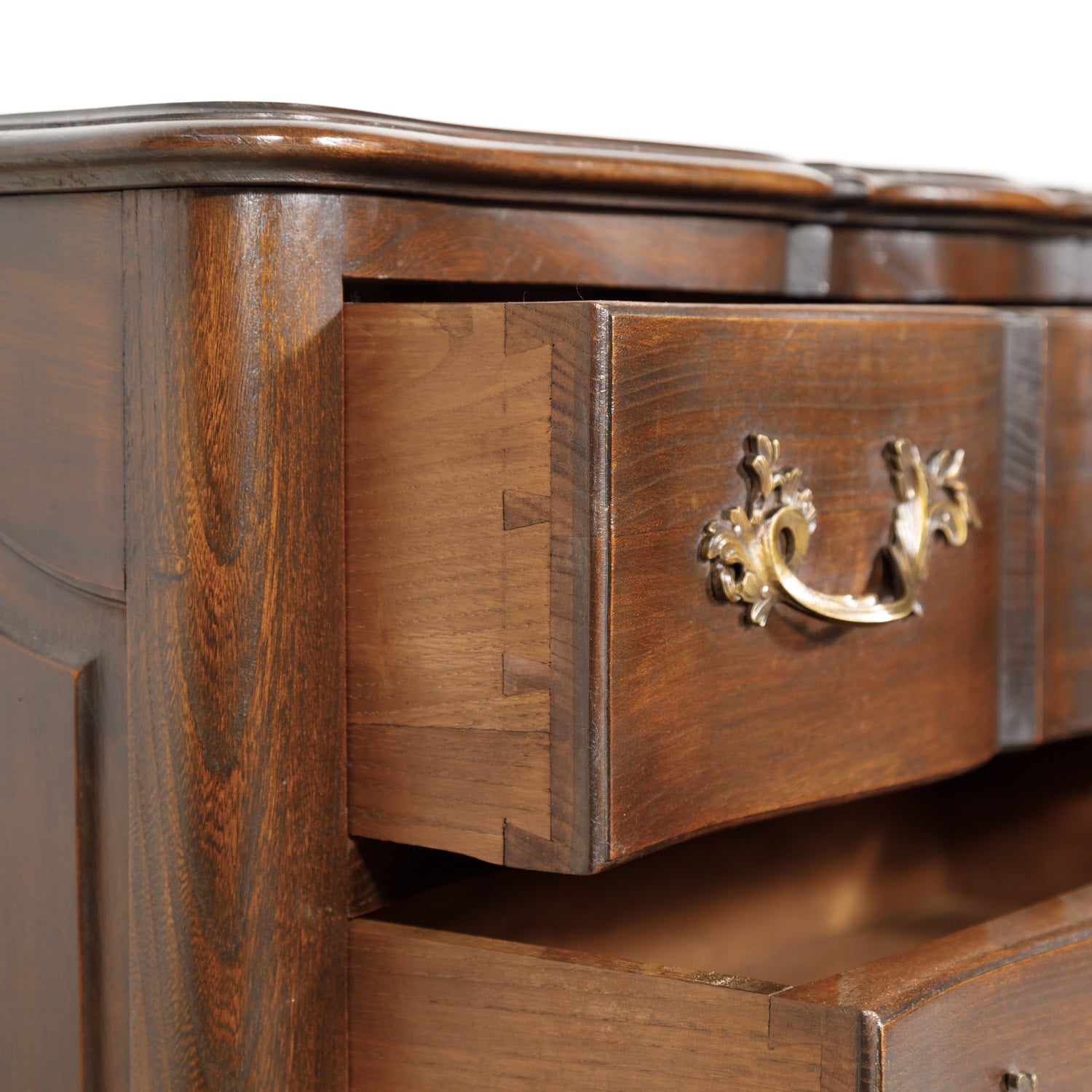 Antique French Louis XV Style Walnut Petite Serpentine Commode Sauteuse 