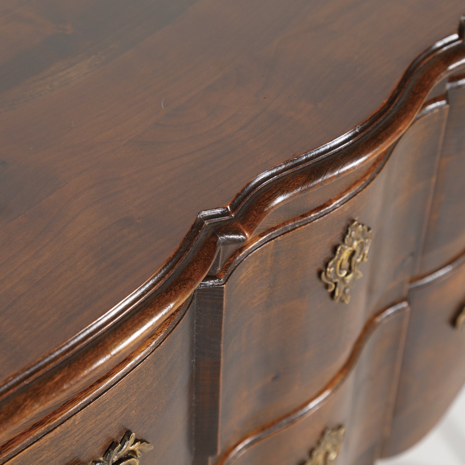 Antique French Louis XV Style Walnut Petite Serpentine Commode Sauteuse 