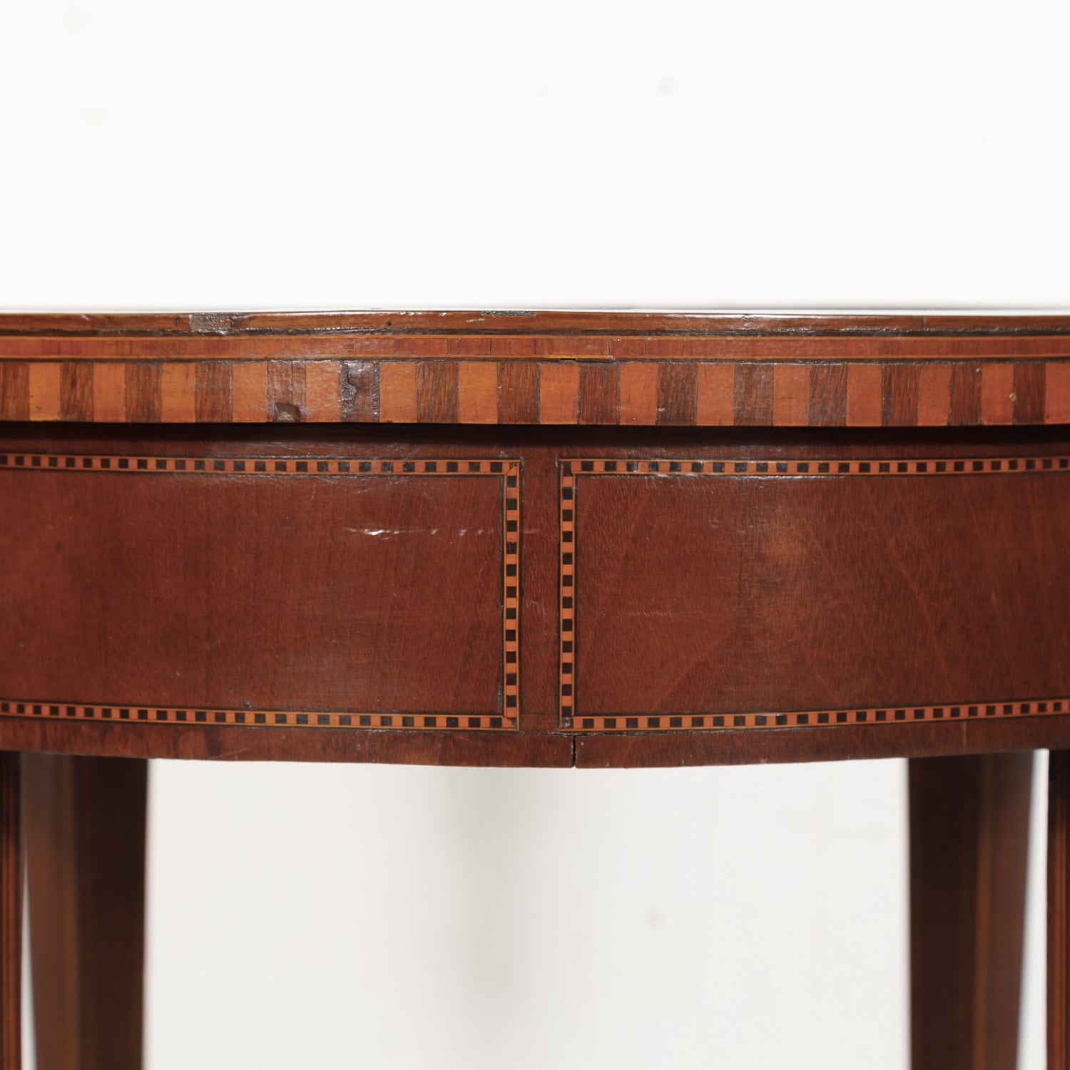 19th Century French Round Louis XVI Style Fruitwood Lift Top Side Table with Marquetry Inlay
