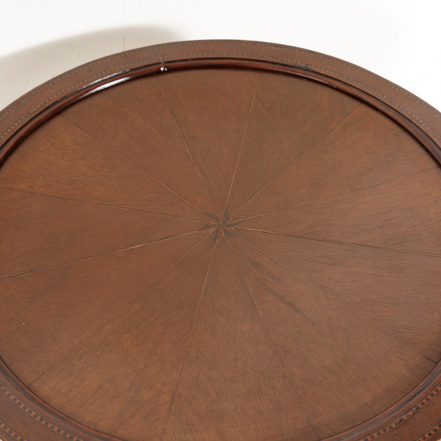 19th Century French Round Louis XVI Style Fruitwood Lift Top Side Table with Marquetry Inlay