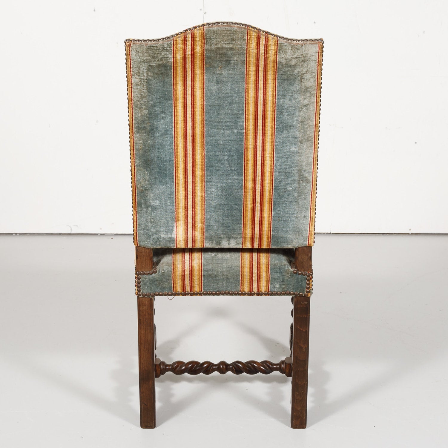 Antique French Louis XIII Style Barley Twist Dining Side Chairs, Set of Six